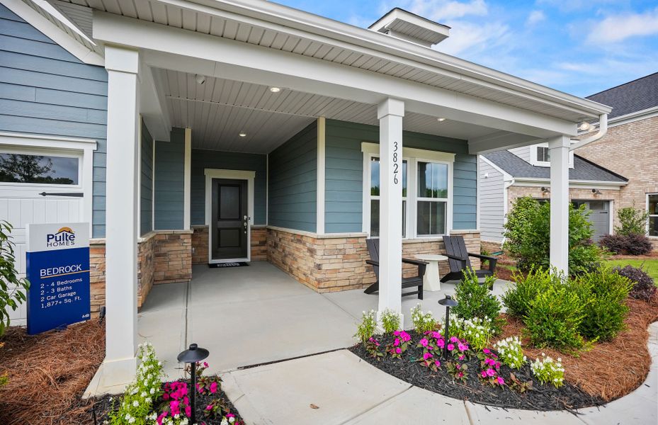 Representative exterior details of a home built from the Bedrock by Pulte Homes in Riverstone, Monroe (Image 1). Representative exterior details of a home built from the Bedrock by Pulte Homes in Riverstone, Monroe (Image 1).