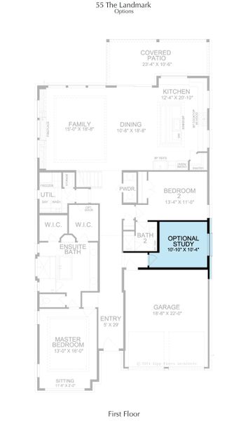 2D floor plan layout for the Landmark by Landon Homes in Fields Select - 50's, Frisco, TX (Image 13).