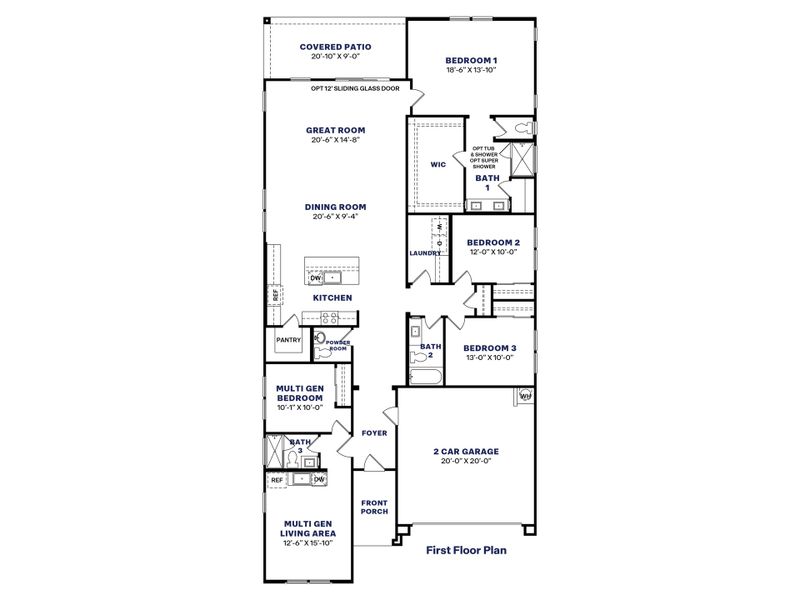 2D floor plan layout for the Cascade by D.R. Horton in Westpark, Buckeye, AZ (Image 3).