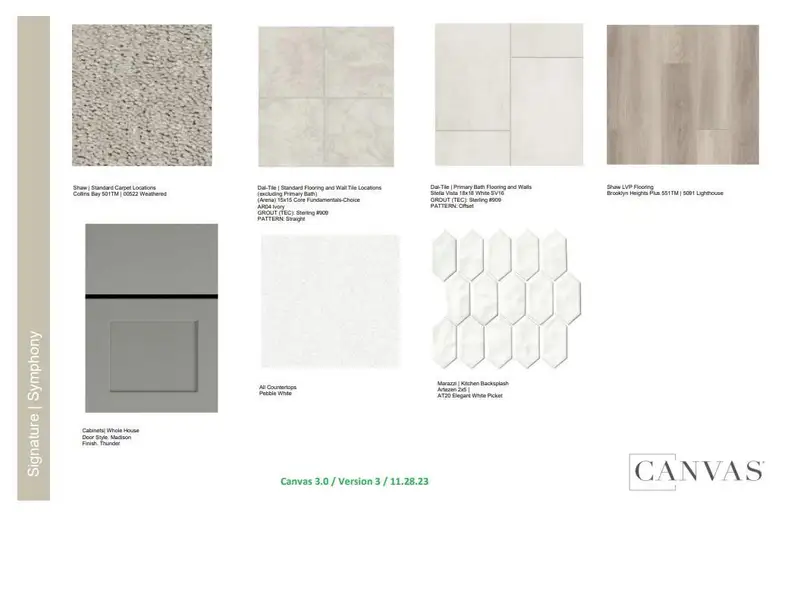 Interior Design Selections. *Home is under construction, design selections are subject to change.