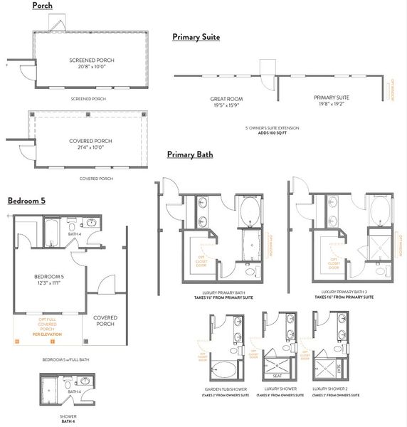 2D floor plan layout for the Wayne by True Homes in Westbrook Falls, Colfax, NC (Image 7).