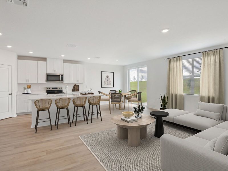 Furnished interior view inside a new home in Benton Hills - Classic Series, Brooksville (Image 5). Furnished interior view inside a new home in Benton Hills - Classic Series, Brooksville (Image 5).