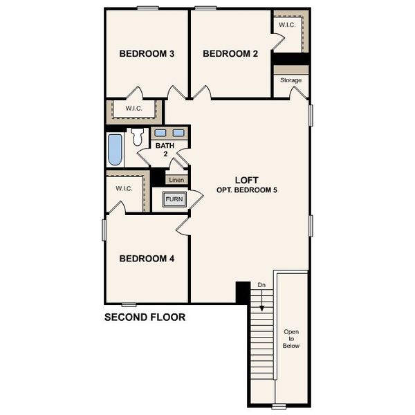 2D floor plan layout for the Willow by Century Communities in Evelyn, Austin, TX (Image 5).