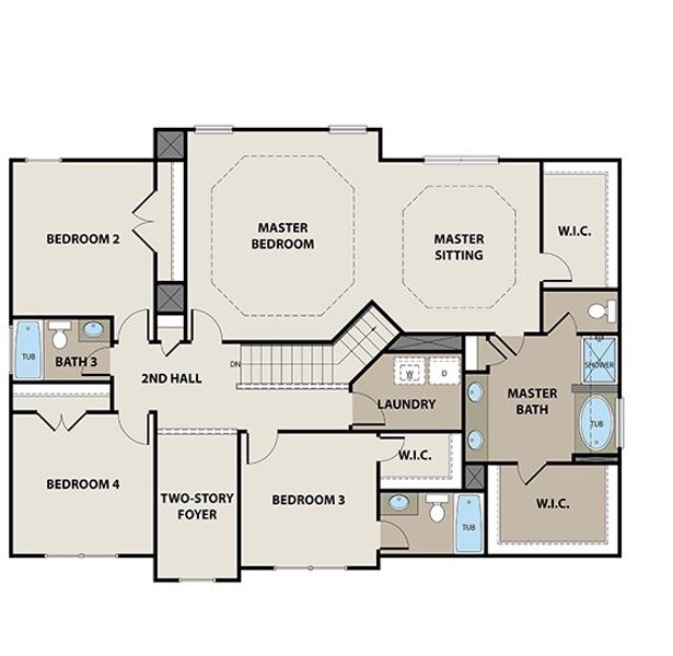 2D floor plan layout for the Northwyck 3-Car by Peachtree Building Group in Patillo Manor, Stockbridge, GA (Image 3).