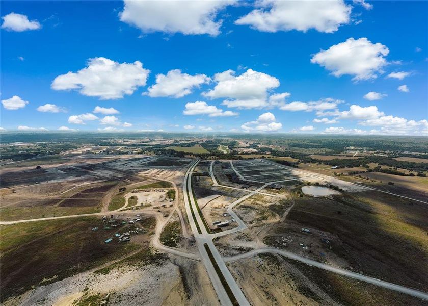 Aerial view of sparsely populated area