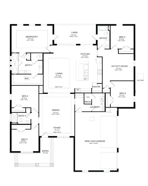 2D floor plan layout of this home in Buena Lago, St. Cloud, FL (Image 3).