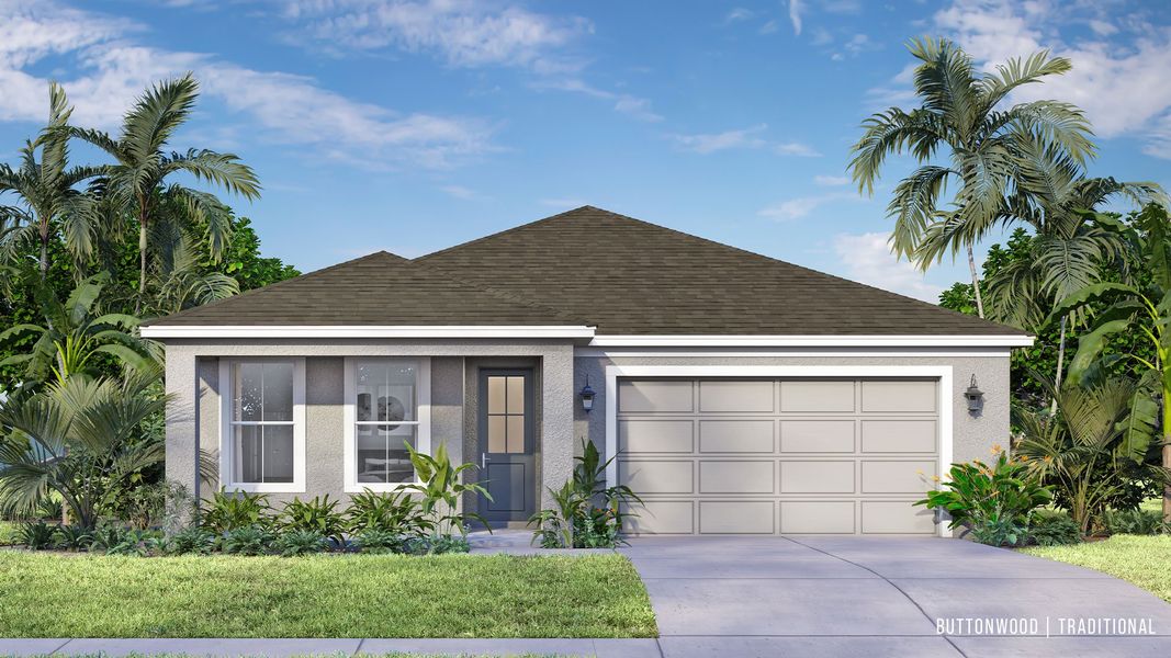 Representative exterior photo of a completed home built from the Buttonwood by DRB Homes in Ardisia Park, New Smyrna Beach, FL (Image 21).