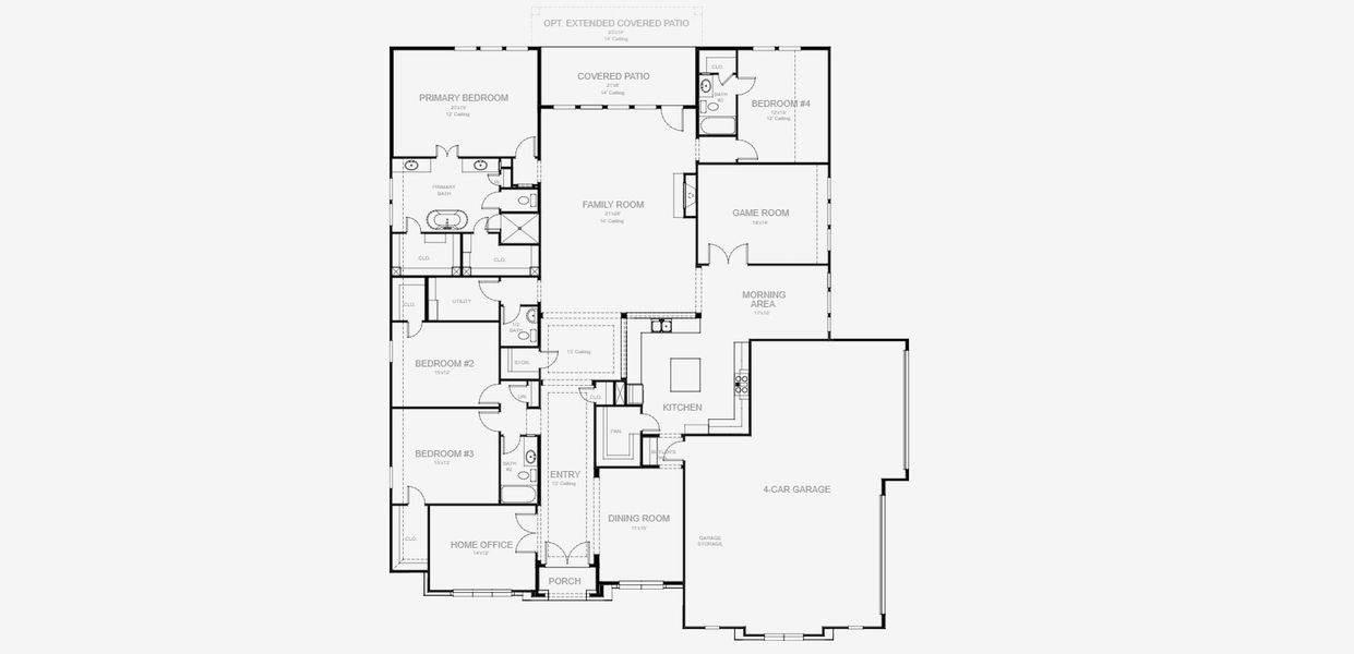 2D floor plan layout for the 3860A by Perry Homes in Bristol Valley, Rockwall, TX (Image 3). 2D floor plan layout for the 3860A by Perry Homes in Bristol Valley, Rockwall, TX (Image 3).