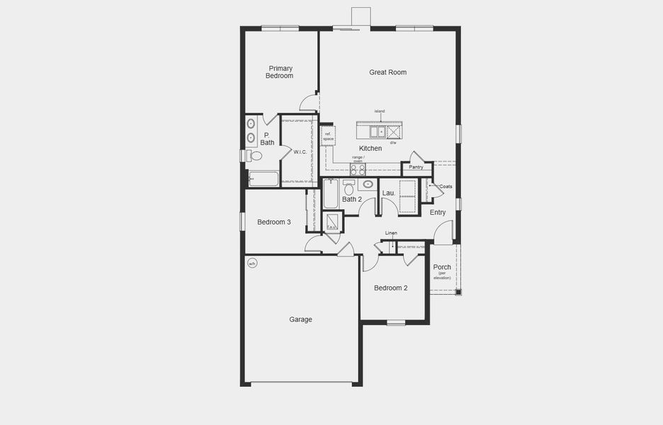 2D floor plan layout for the Plan 1393 by KB Home in Canoe Creek Reserve II, St. Cloud, FL (Image 3).