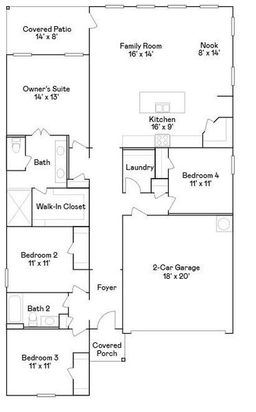2D floor plan layout of this home in Ashland, Angleton, TX (Image 2).