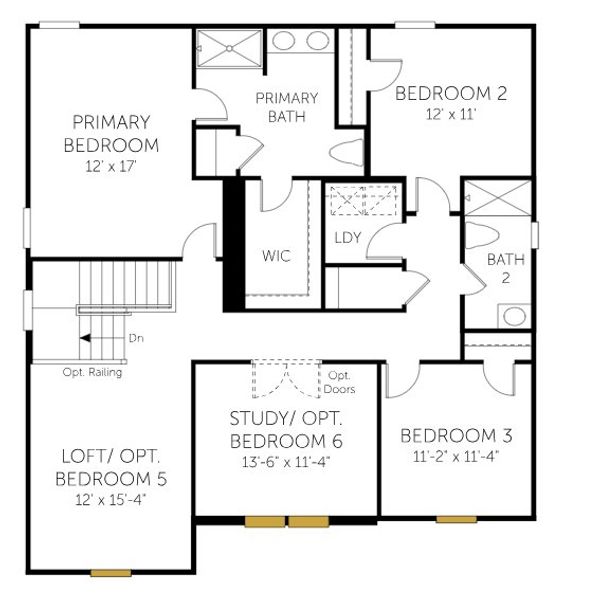 2D floor plan layout for the Prelude - Single Family Homes by Dream Finders Homes in Enclave at The Settlement, Simpsonville, SC (Image 3).