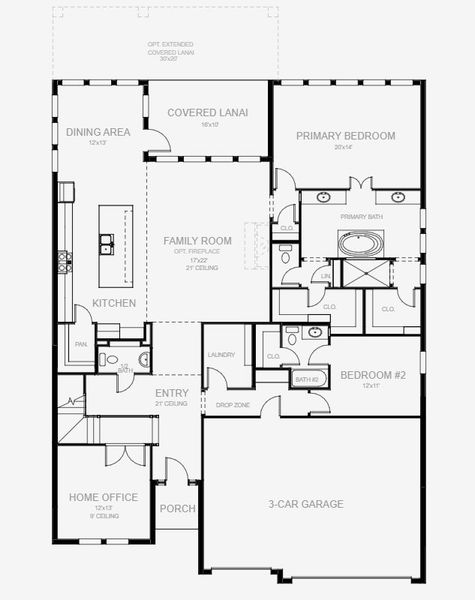 2D floor plan layout for the 3575F by Perry Homes in Glynlea Country Club 60', Port St. Lucie, FL (Image 3).