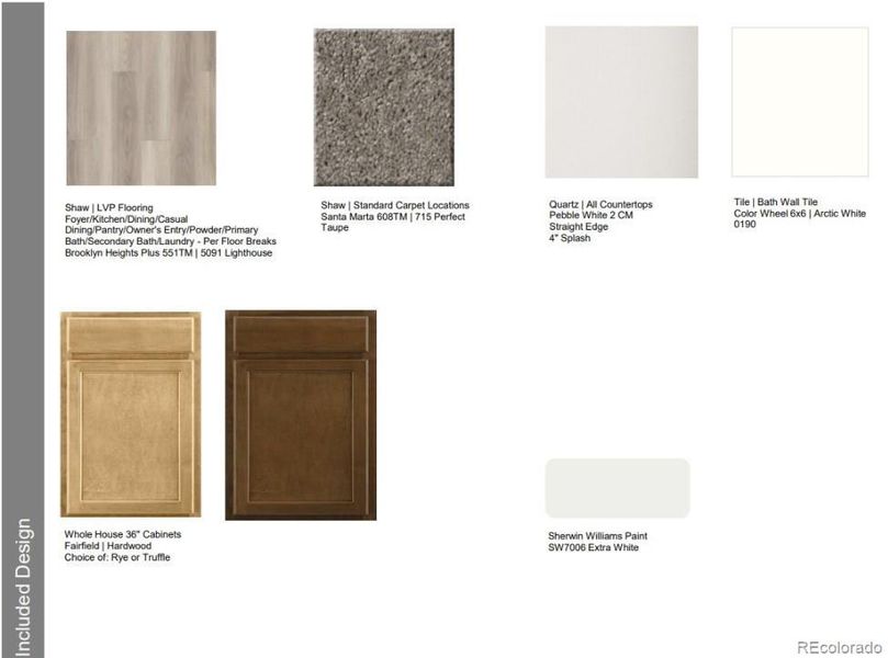 6948 W 92nd Drive design selections. Home is currently under construction and selections are subject to change.