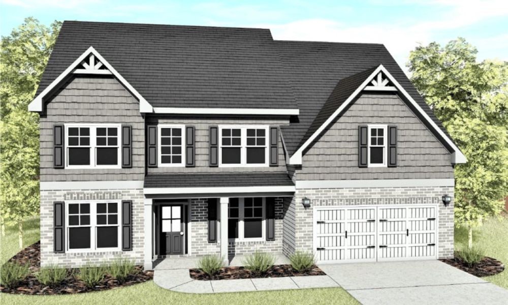 Representative exterior photo of a completed home built from the Hamilton by JR Homes in The Registry, McDonough, GA (Image 4).