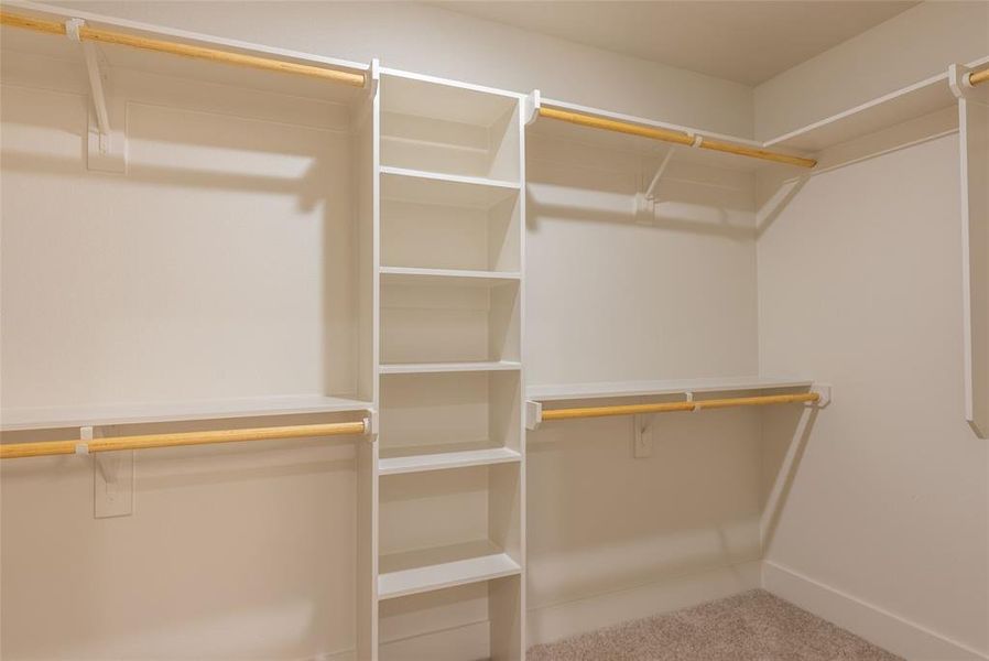 Spacious closet with carpet floors