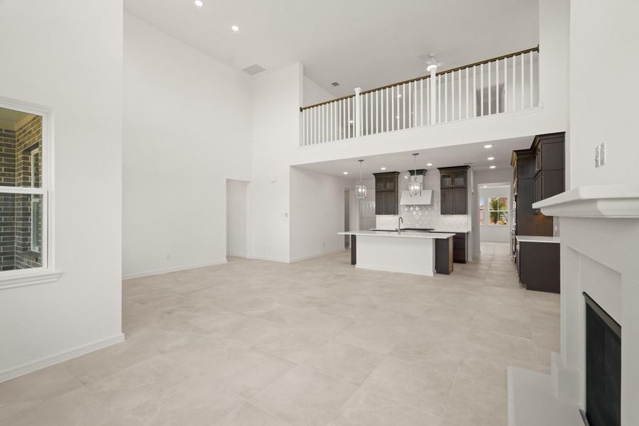 Open great room with fireplace Open great room with fireplace