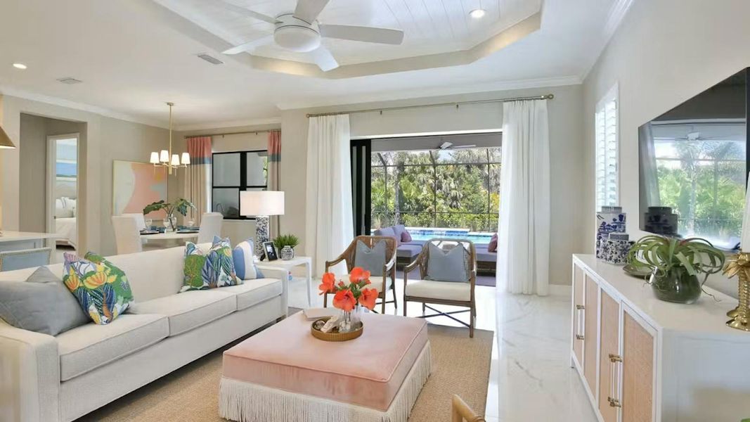 Furnished interior view inside a new home in Boca Royale Golf & Country Club Real Estate and Homes for Sale in Englewood, FL - Neal Communities, Englewood (Image 5). Furnished interior view inside a new home in Boca Royale Golf & Country Club Real Estate and Homes for Sale in Englewood, FL - Neal Communities, Englewood (Image 5).