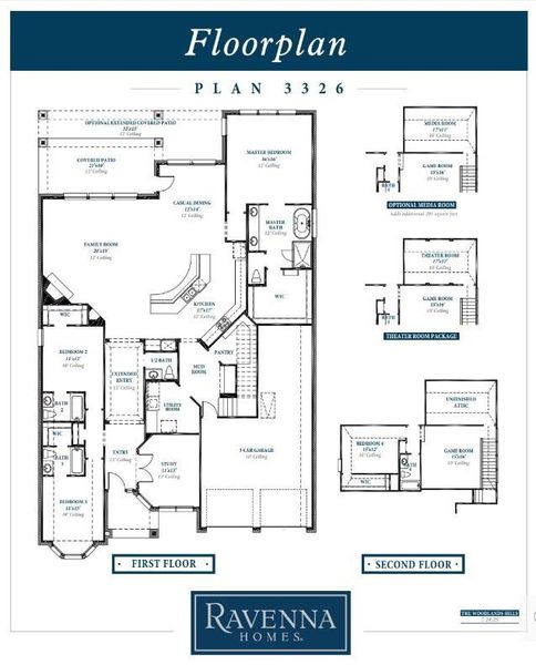 2D floor plan layout of this home in The Woodlands Hills 65′, Willis, TX (Image 4).