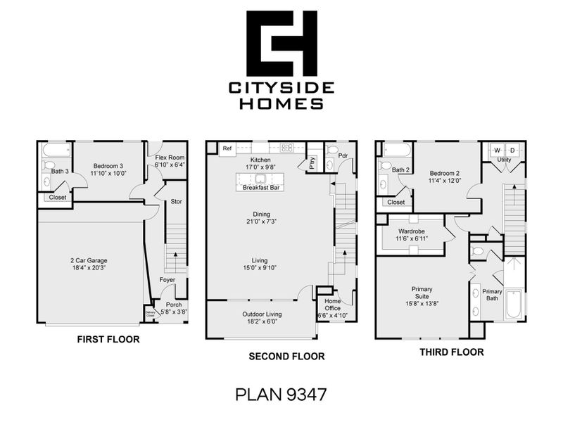 2D floor plan layout of this home in Reserve At Oak Forest, Houston, TX (Image 1). 2D floor plan layout of this home in Reserve At Oak Forest, Houston, TX (Image 1).
