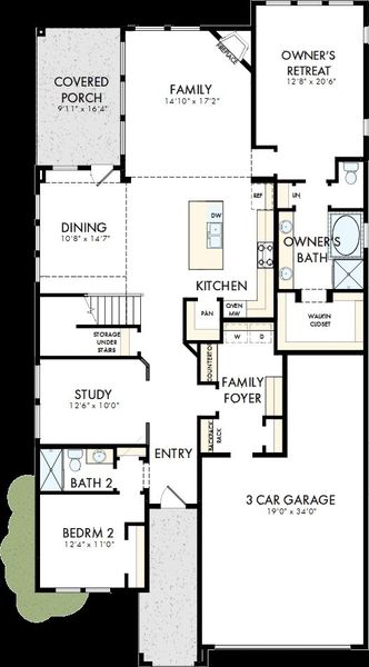 2D floor plan layout of this home in Pecan Square - Gardens, Northlake, TX (Image 2). 2D floor plan layout of this home in Pecan Square - Gardens, Northlake, TX (Image 2).