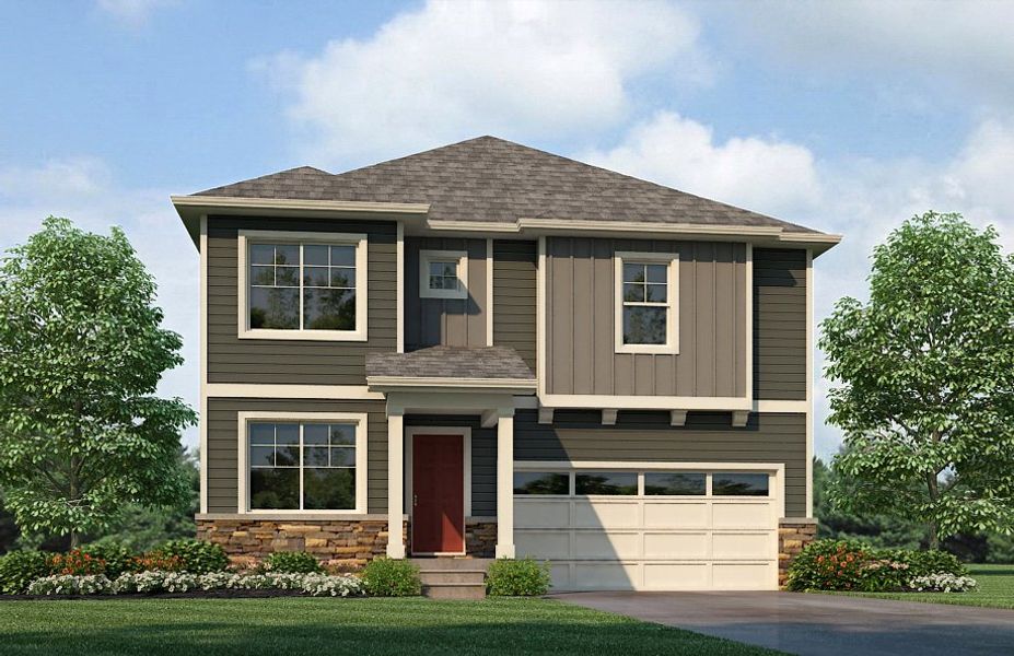 Representative exterior photo of a completed home built from the Holcombe by D.R. Horton in Brighton Crossing, Brighton, CO (Image 18).