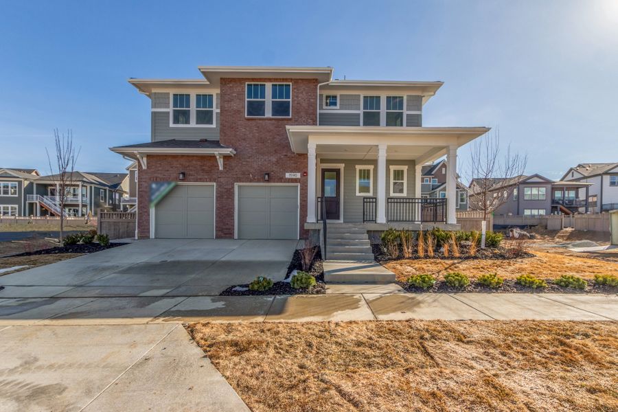 Front exterior of a new home in Westerly, Erie, CO, highlighting curb appeal (Image 1). Front exterior of a new home in Westerly, Erie, CO, highlighting curb appeal (Image 1).