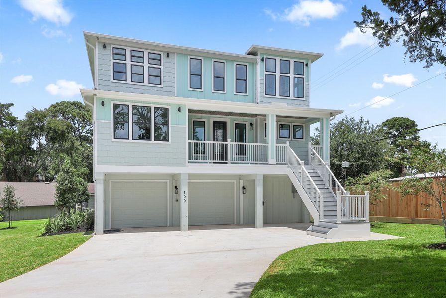 Front exterior of a new home in , El Lago, TX, highlighting curb appeal (Image 21). Front exterior of a new home in , El Lago, TX, highlighting curb appeal (Image 21).