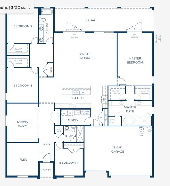 2D floor plan layout for the Livorno by Maronda Homes in Golden Gate, Naples, FL (Image 5).