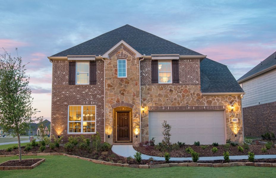 The Lexington, a two-story home with 2-car garage, shown as Home Exterior D