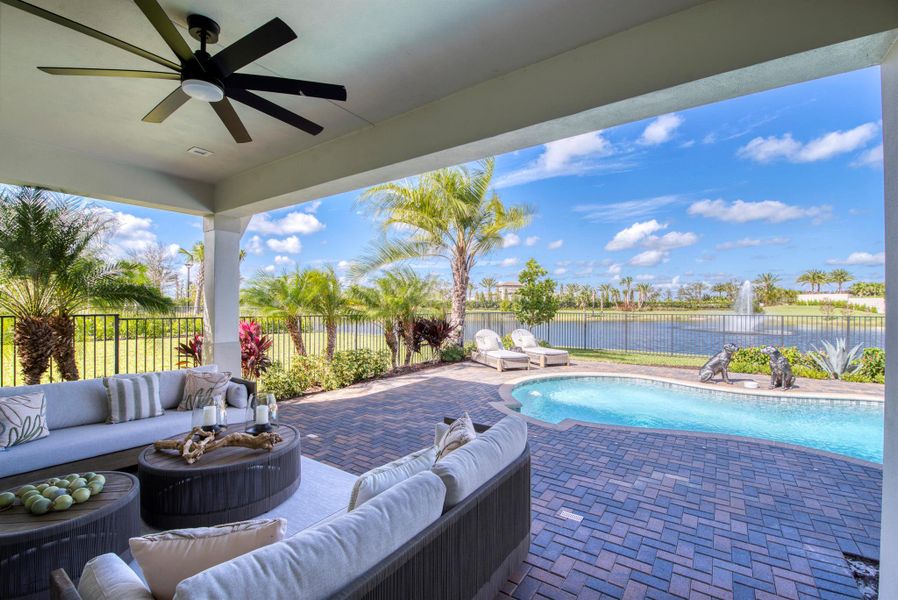 Exterior details and patio area of a home in Apex at Avenir, Palm Beach Gardens (Image 27).