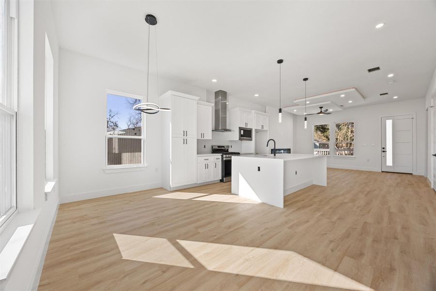 Dining area, looking on to the rest of the common area.
