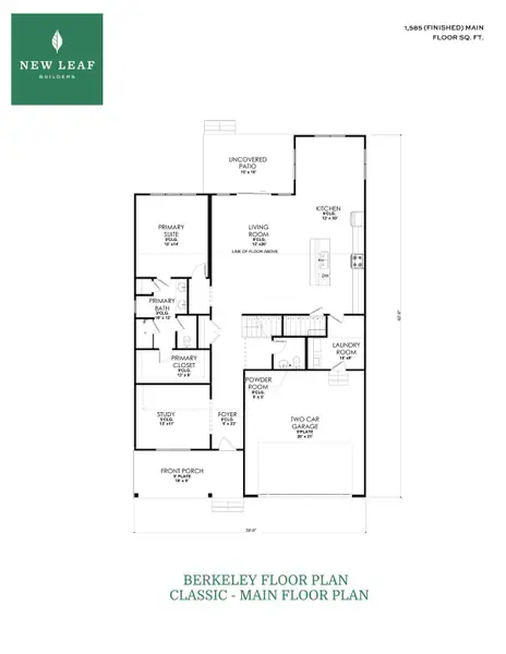 2D floor plan layout for the The Berkeley by New Leaf Builders in East Lake, Leland, NC (Image 3). 2D floor plan layout for the The Berkeley by New Leaf Builders in East Lake, Leland, NC (Image 3).