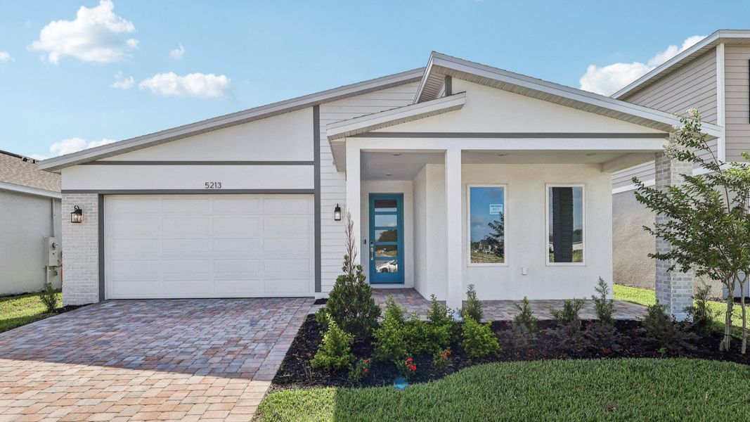 Acacia Floor Plan Modern Elevation in New Home Community Lakeside at Satilla in St. Cloud, FL Acacia Floor Plan Modern Elevation in New Home Community Lakeside at Satilla in St. Cloud, FL