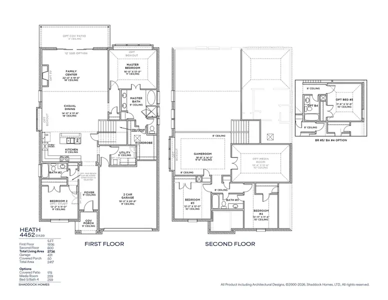 2D floor plan layout for the Heath - 4452 TP by Shaddock Homes in Tavolo Park, Fort Worth, TX (Image 4). 2D floor plan layout for the Heath - 4452 TP by Shaddock Homes in Tavolo Park, Fort Worth, TX (Image 4).