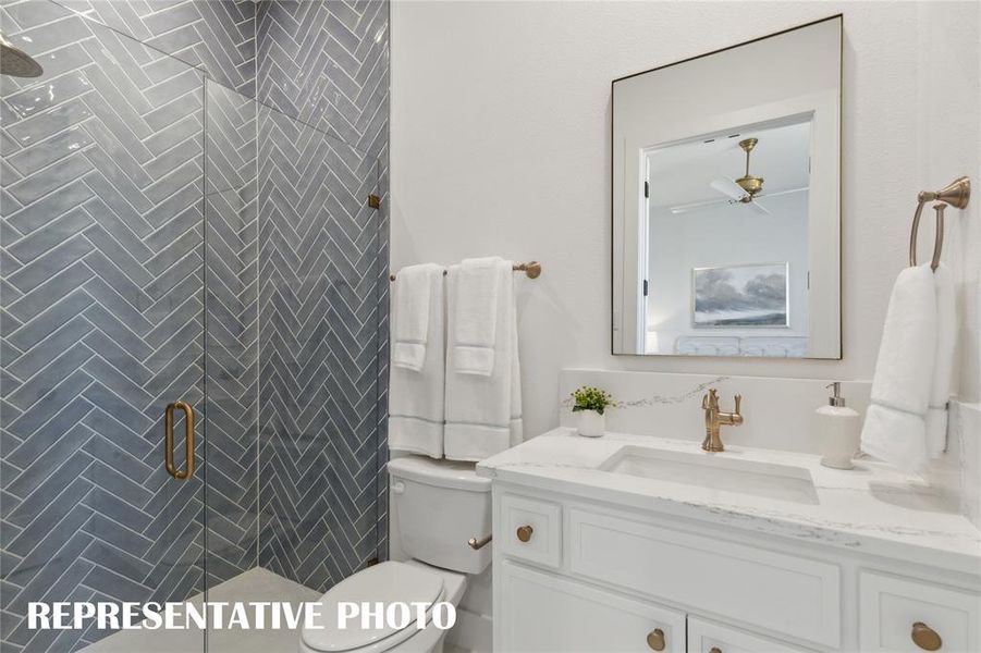 Friends and family will feel right at home in any of the beautifully finished guest baths.  REPRESENTATIVE PHOTO