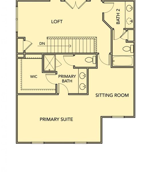 2D floor plan layout for the Wisteria - Single Family by Kerley Family Homes in The View at Groover’s Lake, Lithia Springs, GA (Image 13).