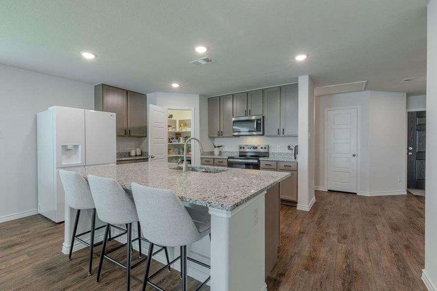 Great open-concept with granite counters Great open-concept with granite counters