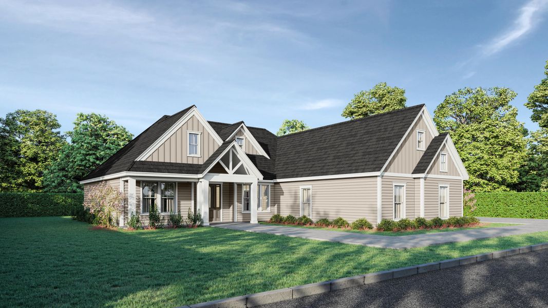 Front exterior of a new home in , Meggett, SC, highlighting curb appeal (Image 18). Front exterior of a new home in , Meggett, SC, highlighting curb appeal (Image 18).
