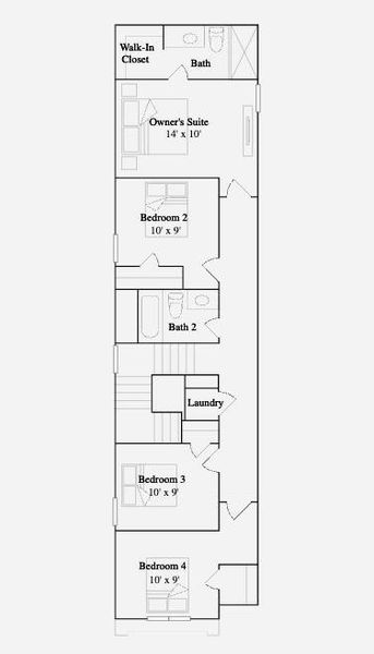 2D floor plan layout of this home in Villages of Greystone, Conroe, TX (Image 3).