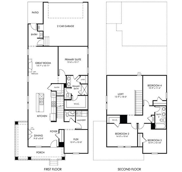 2D floor plan layout for the Westbrook by Meritage Homes in Poplar Farms, Franklin, TN (Image 3).