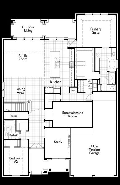 2D floor plan layout of this home in Star Trail: 65ft. lots, Prosper, TX (Image 2).