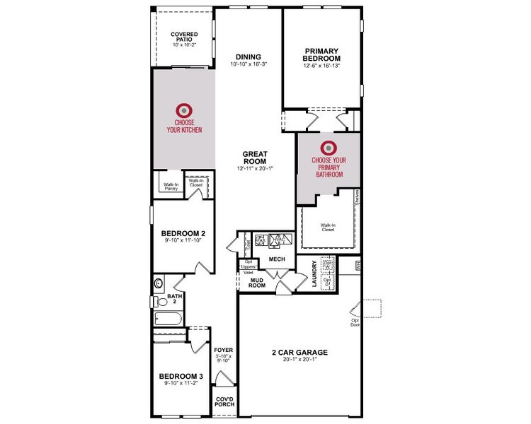 2D floor plan layout for the Centennial by Beazer Homes in Montana Vista - Highland, Buckeye, AZ (Image 3).
