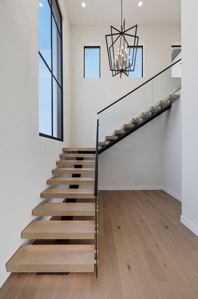 Open and modern stairway.