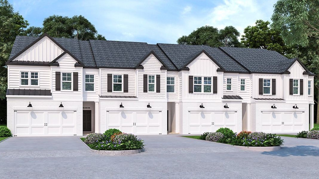 Representative exterior photo of a completed home built from the SUDBURY Express (23'8" wide) by D.R. Horton in Independence Villas and Townhomes, Loganville, GA (Image 20). Representative exterior photo of a completed home built from the SUDBURY Express (23'8" wide) by D.R. Horton in Independence Villas and Townhomes, Loganville, GA (Image 20).