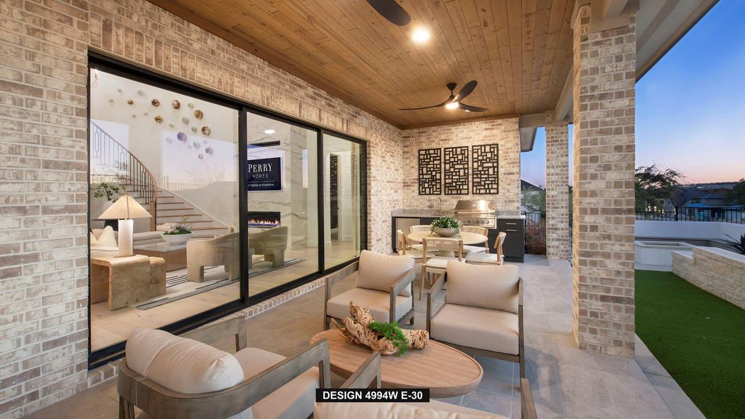 Exterior details and patio area of a home in Santa Rita Ranch - Tierra Rosa, Liberty Hill (Image 2). Exterior details and patio area of a home in Santa Rita Ranch - Tierra Rosa, Liberty Hill (Image 2).
