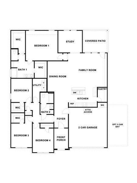 2D floor plan layout for the The Holden by D.R. Horton in Sonoma Oaks, Fredericksburg, TX (Image 5). 2D floor plan layout for the The Holden by D.R. Horton in Sonoma Oaks, Fredericksburg, TX (Image 5).