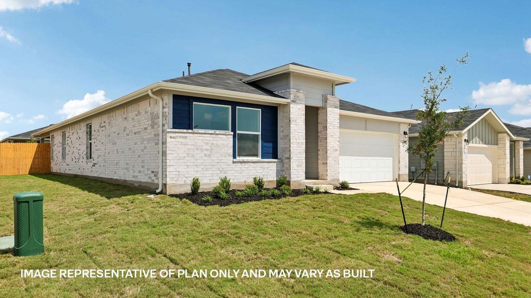 Front exterior of a new home in Southgrove, Kyle, TX, highlighting curb appeal (Image 15). Front exterior of a new home in Southgrove, Kyle, TX, highlighting curb appeal (Image 15).