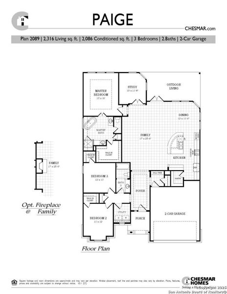 2D floor plan layout of this home in Village at Three Oaks, Seguin, TX (Image 5).