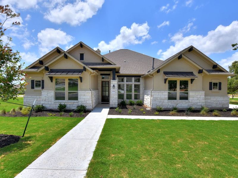 Representative exterior photo of a completed home built from the Siena II by Giddens Homes in Clearwater Ranch, Liberty Hill, TX (Image 36).