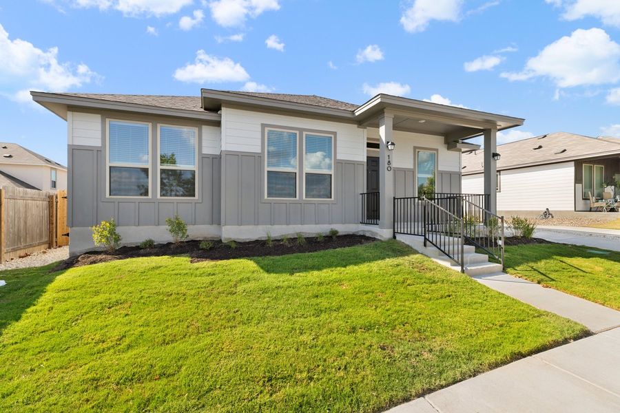 Exterior details and patio area of a home in Sage Hollow, Kyle (Image 4). Exterior details and patio area of a home in Sage Hollow, Kyle (Image 4).